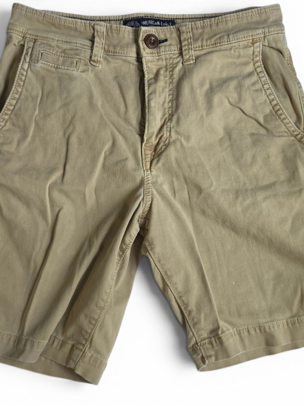 American Eagle Outfitters Men’s Khaki Flat Front Active Flex Chino Shorts